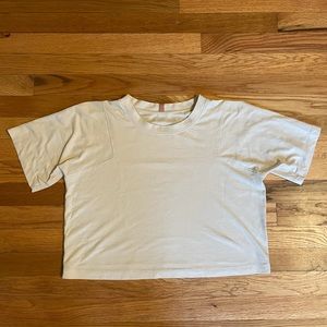 Lunya Restore Short Sleeve Crew. Latte. XS.